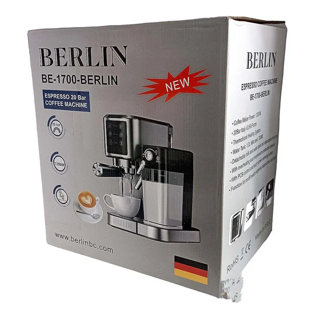 اسپرسوساز 1000 میلیلیتری برلین مدل BE-1700، مناسب تهیه اسپرسو و کاپوچینو، دارای 1 عدد ناز 102618917